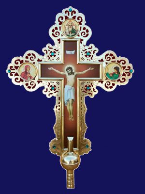 Крест православный с камнями из латуни