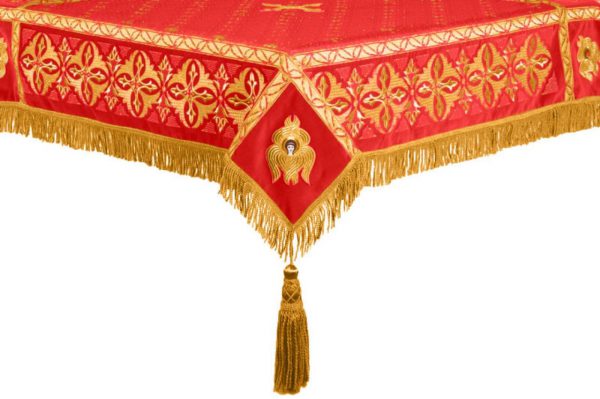 Скатерть вышитая на престол или жертвенник (красная с золотом)