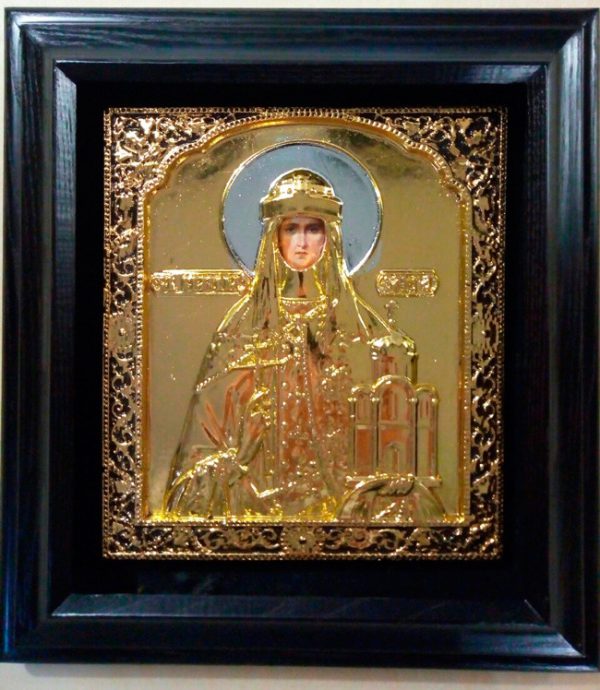 Святая Ольга икона в ризе с золочением 34х37см