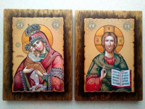 Вінчальна пара ікони на дерев’яній основі 18х24cm