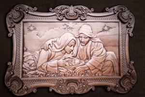 Панно «Рождения Иисуса» резное из дерева на заказ 78*50см
