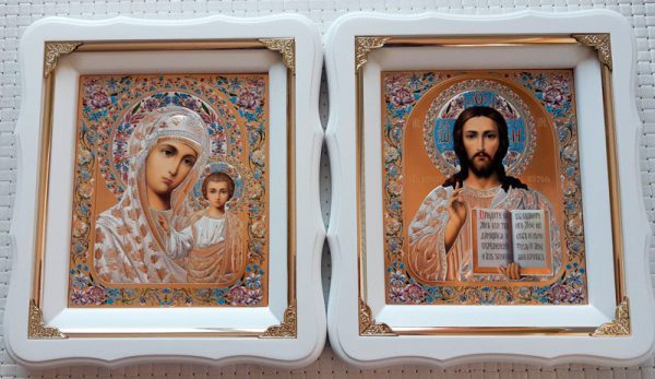 Венчальная пара икон Пресвятая Богородица и Спаситель 21х24см