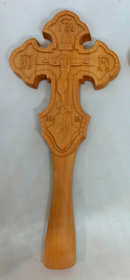 Церковный резной Крест для священника 28.5х12см из ольхи