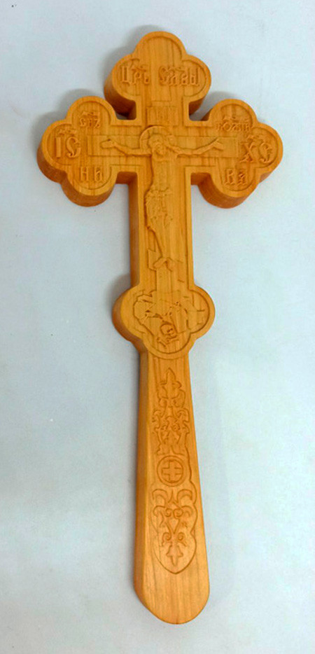 Православный резной Крест для священника 28.5х12см из ольхи