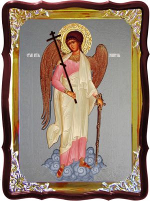 Икону купить Ангела Хранителя с фоном под серебро