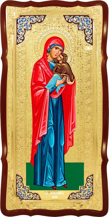 Храмовая икона в ризе Святая Анна праведная в церковной лавке