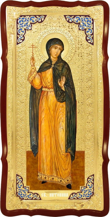 Икона большого размера в ризе Святая Антонина в церковной лавке