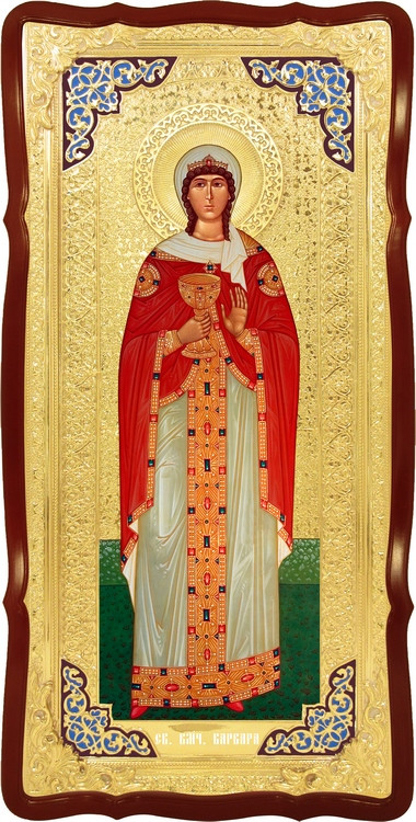 Храмовая икона в ризе Святая Варвара в церковной лавке
