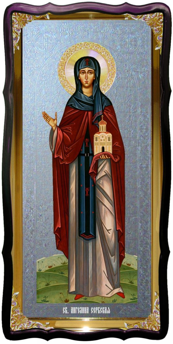 Икона с фоном под серебро Святая Ангелина Сербская в церковной лавке