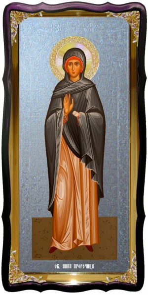 Икона с фоном под серебро Святая Анна пророчица в церковной лавке