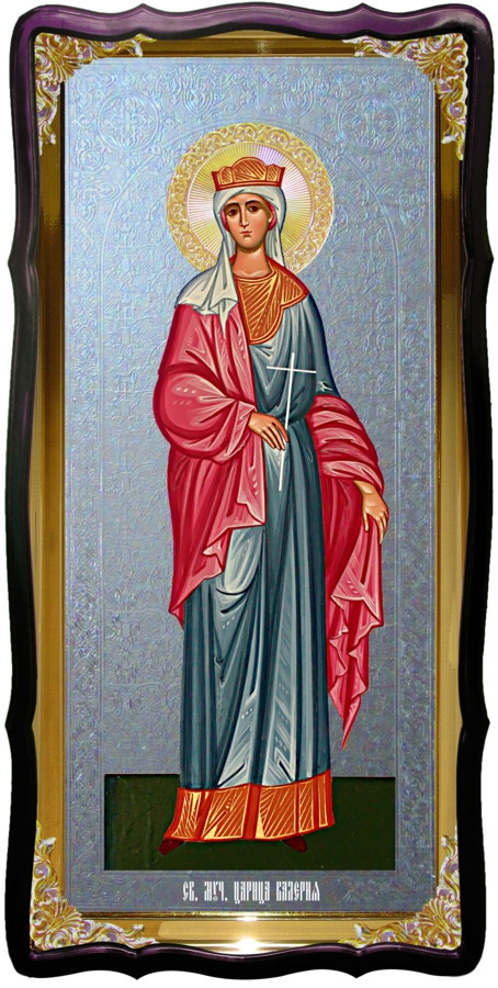 Икона с фоном под серебро Святая Валерия в церковной лавке