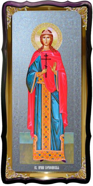 Икона с фоном под серебро Святая Ирина Коринфская в церковной лавке