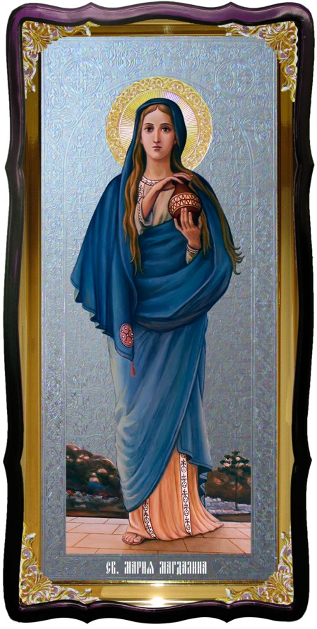Икона с фоном под серебро Святая Мария Магдалина в православном магазине