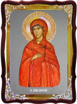 Икона с фоном под серебро Святая Валентина  в церковной лавке