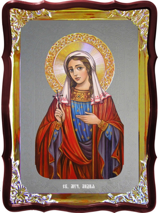 Икона с фоном под серебро Святая Лидия  в православном интернет магазине