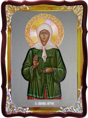 Икона под серебро Святая Матрона Московская в зеленом в православном магазине