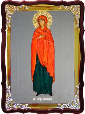 Икона с фоном под серебро Святая Валентина ростовая  в церковной лавке