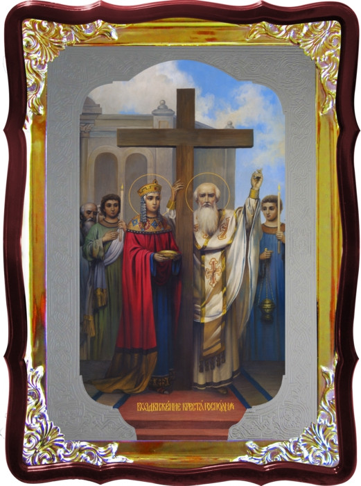 Храмовая икона под серебро Воздвижение креста