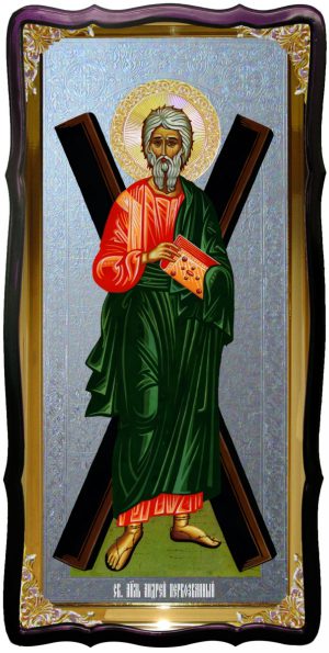 Святой Андрей  ростовая икона под серебро