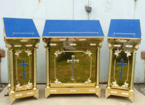 Комплект аналоев из булата с декором (кресты -металлизация)
