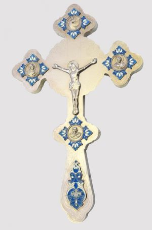 Напрестольный фигурный крест с эмалью