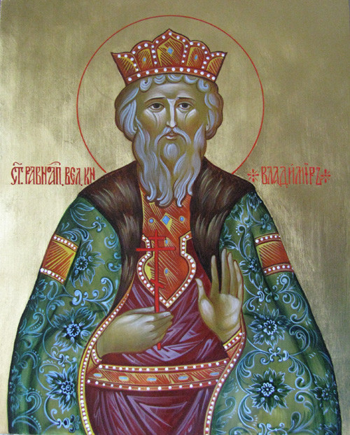 Икона Св. Владимира на сусальном золоте