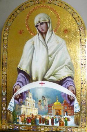 Рукописная икона Волынской Богородицы Покрова